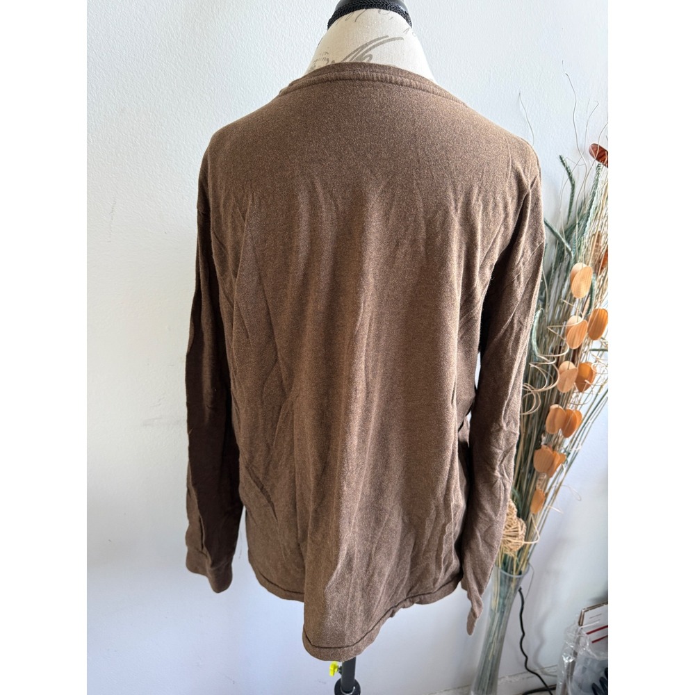 Polo Ralph Lauren Mens Long Sleeve T-Shirt Brown Heathered Pony Logo Large